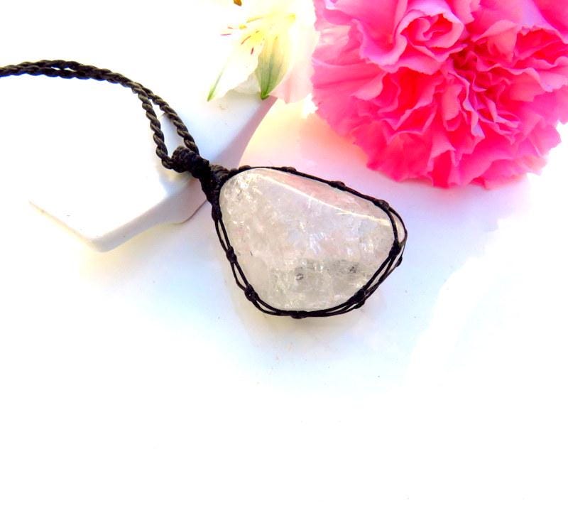 Fire and Ice Quartz necklace, gemstone pendant, gift ideas for the zen seeker, mothers day gift