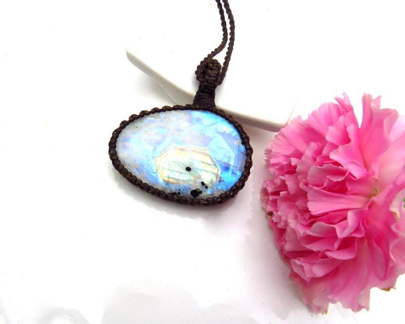 Rainbow moonstone necklace, moonstone jewelry