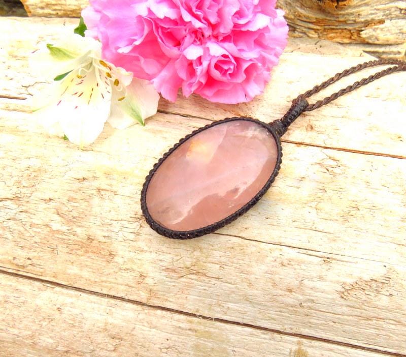 Mothers Day gift ideas, Rose Quartz Necklace Pendant