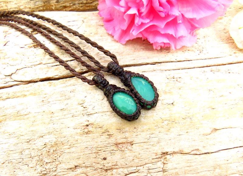 Chrysoprase layering Necklace set, Gift for mom, beach jewelry, boho hippie, care package gifts, stacked necklace