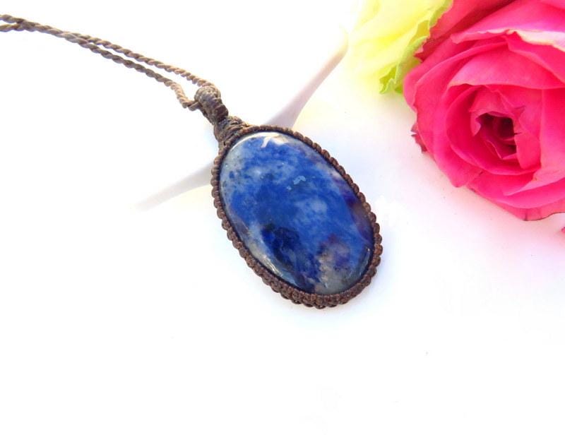 Sodalite gemstone necklace, blue sodalite pendant, celestial themed gifts, blue gemstone, improve communication crystals, blue oval stone