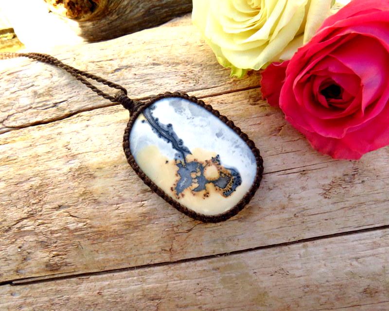 Maligano Jasper gemstone necklace, macrame jewelry, gift ideas for the rock collector, fathers day gift,