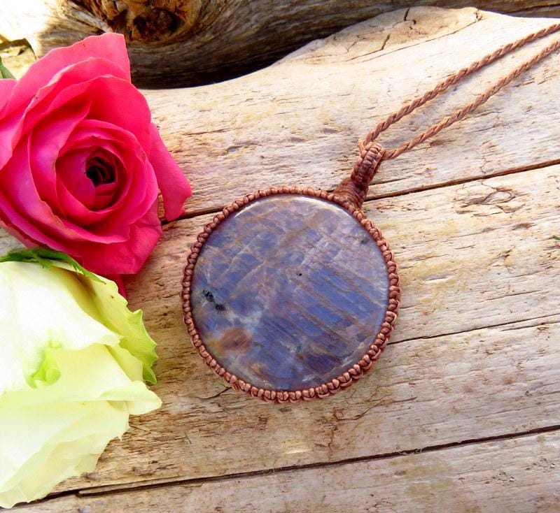 Belomorite macrame necklace, mothers day gift ideas, moonstone gemstone necklace, blue moonstone, eclipse stone, gift ideas for her