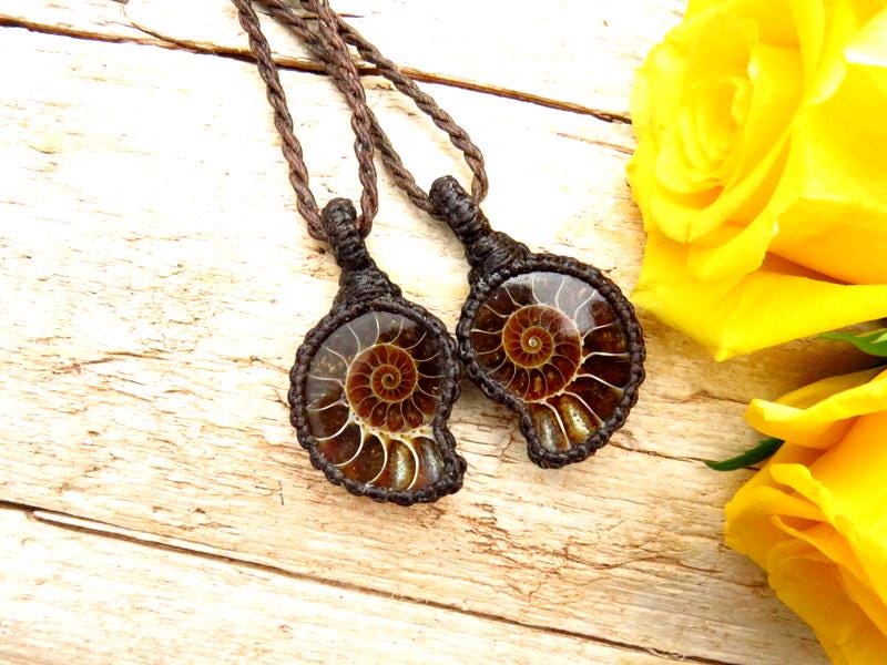 Ammonite necklace set, fossil pendant, soulmate gifting, bestfriend, for dad