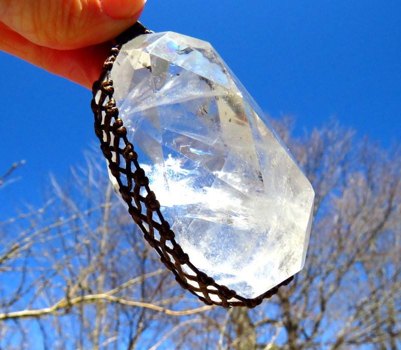 Quartz crystal necklace, rainbow prism, macrame necklace, macrame jewelry, gift ideas for the boho beauty, crystal jewelry, mothers day gift