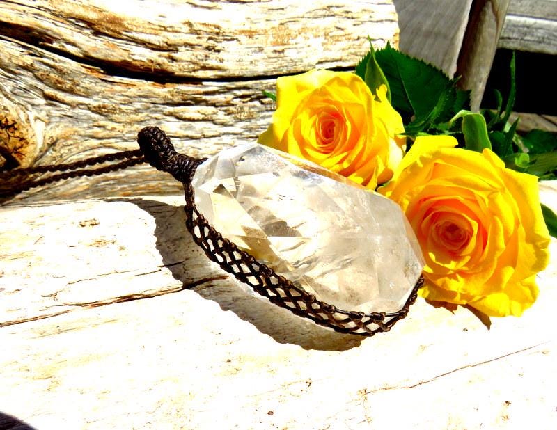 Quartz crystal necklace, rainbow prism, macrame necklace, macrame jewelry, gift ideas for the boho beauty, crystal jewelry, mothers day gift