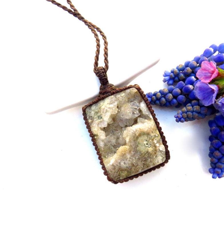 Ocean Jasper druzy necklace, solar plexus healing, gemstone necklace, gifts for her, boho gift ideas