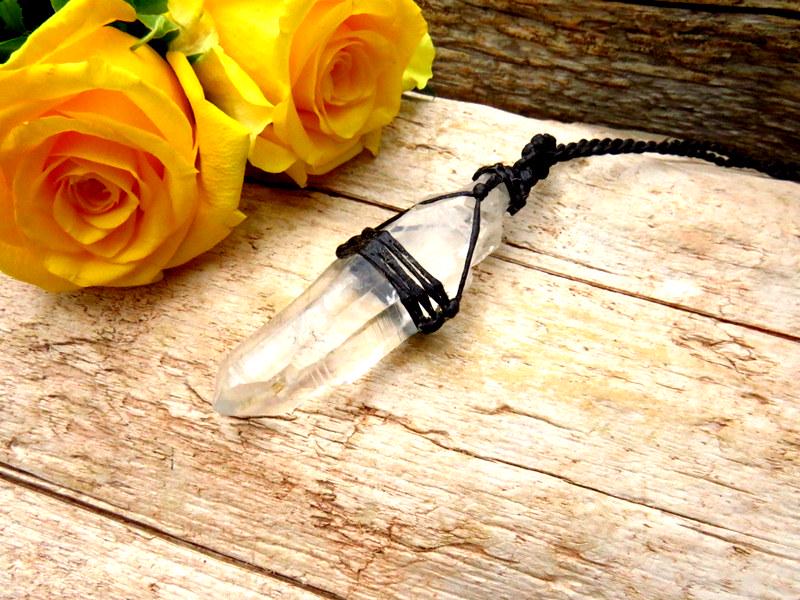 Lemurian Quartz crystal necklace, quartz crystal, crystal point, macrame necklace, gift ideas for the flower child, the festival goer