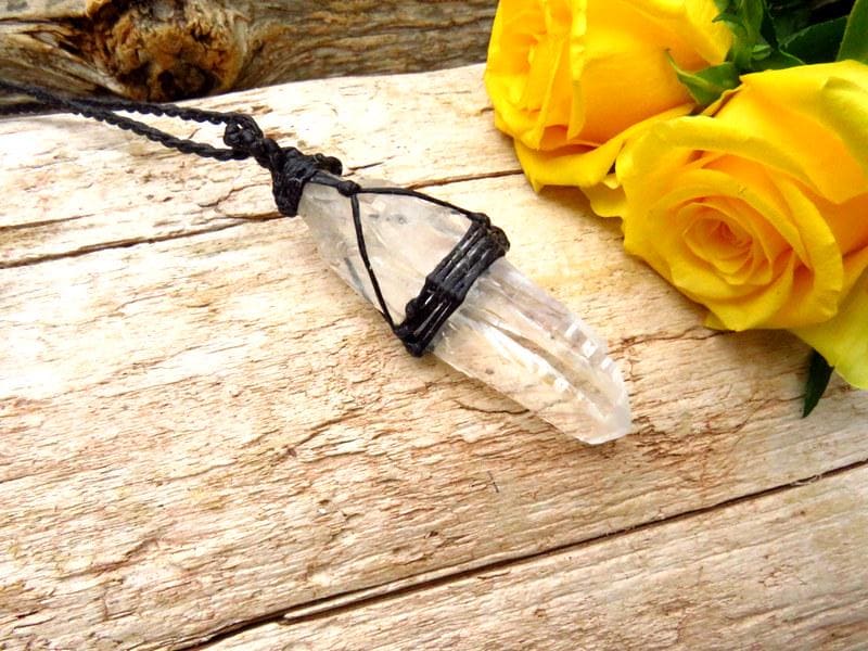 Lemurian Quartz crystal necklace, quartz crystal, crystal point, macrame necklace, gift ideas for the flower child, the festival goer