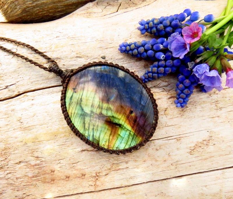 Labradorite necklace, statement jewelry