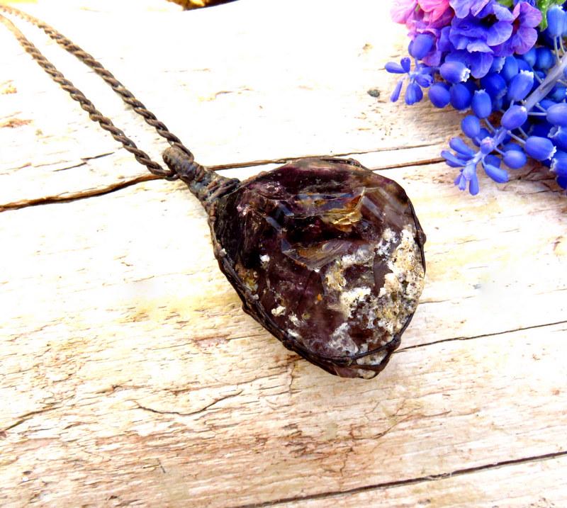 Shangaan Amethyst crystal necklace, rare gemstones, zimbabwe gemstone, rock collector