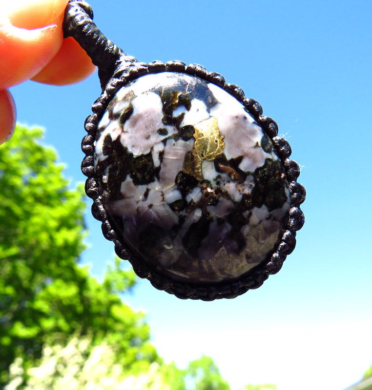 Indigo Gabbro necklace, Gift for her, Gift for wife, Gift for daughter, Gift for friend, Merlinite, Mystic Merlinite, Macrame necklace