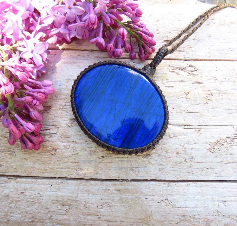 Macrame necklace, Blue Labradorite necklace, gift ideas for the zen seeker, the boho beauty
