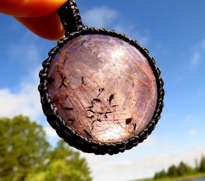 Flashy Ruby macrame necklace, chatoyant Ruby gemstone, gift ideas for Leo, zodiac Cancer gifts, july birthstone