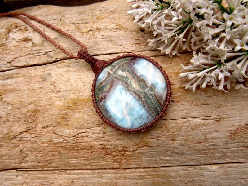 Larimar gemstone necklace, wife gift ideas, for the boho beauty, beach lover, ocean lover