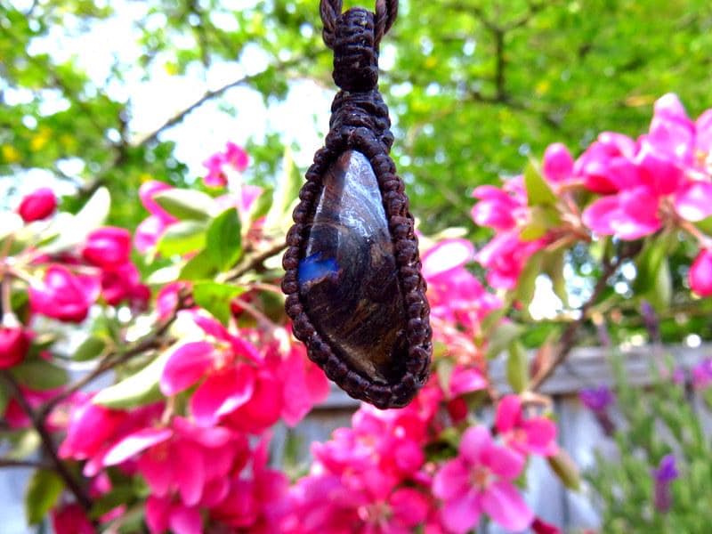Rare Australian Boulder Opal macrame necklace, gemstone necklace, rare opals, gift ideas for the rock collector,