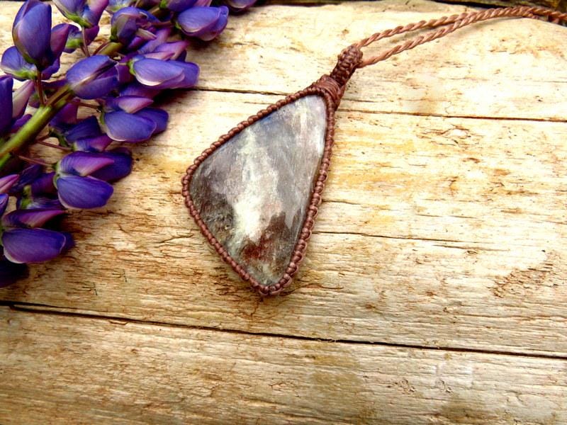 Sunstone Moonstone macrame necklace, gift ideas for her, gemstone necklace, boho beauty