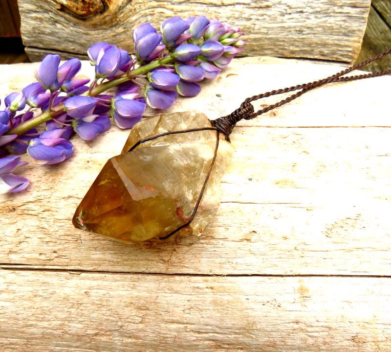 Kundalini Citrine crystal gemstone necklace, unique gift ideas for her, gifts for mom, natural citrine, statement necklace, yellow crystal