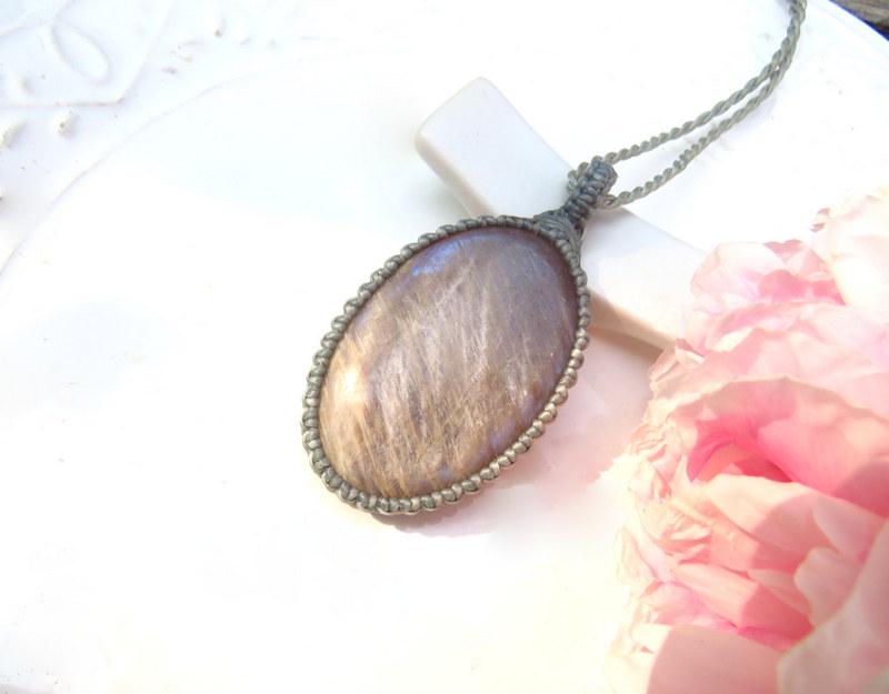 Blue Moonstone necklace, belomorite macrame necklace, christmas gift ideas moonstone gemstone necklace, handmade jewelry for women