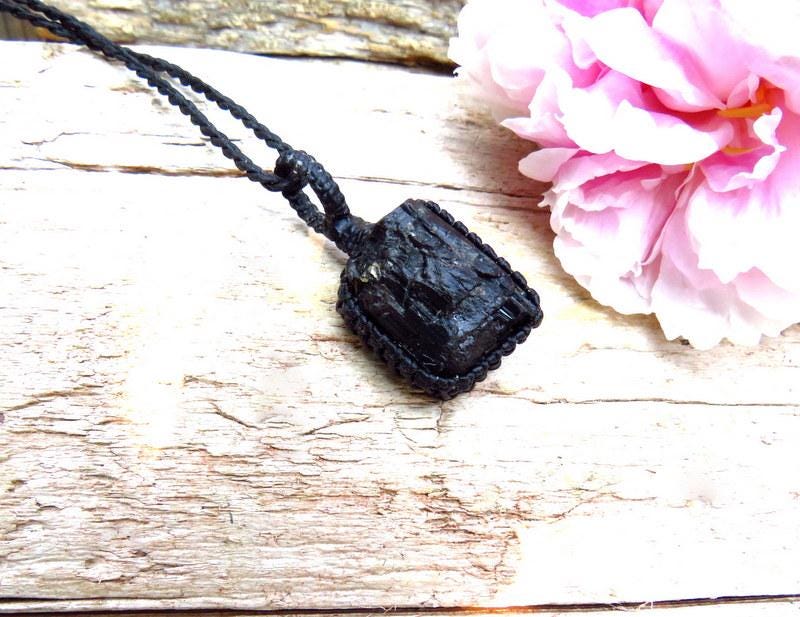 Black Tourmaline Crystal necklace, christmas gift ideas, tourmaline healing crystal pendant, for the gothic