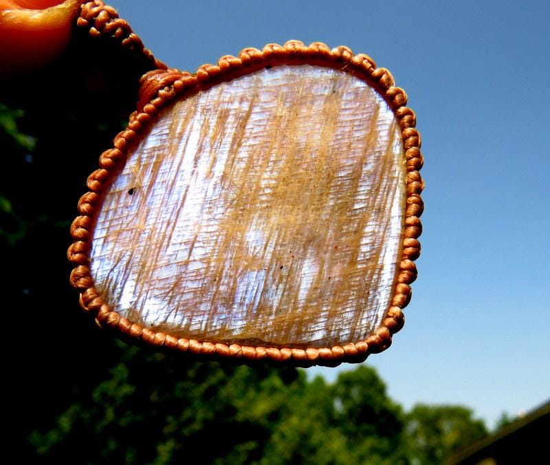 Belomorite Macrame Necklace, Blue Moonstone Gemstone Jewelry, Boho Style