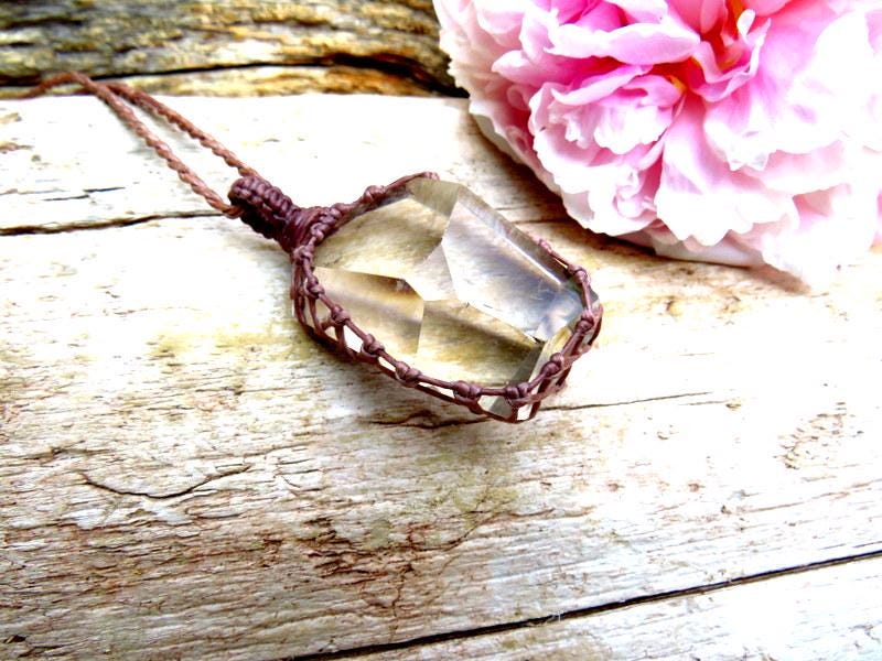 Crystal macrame necklace, christmas gift ideas for the crystal lover