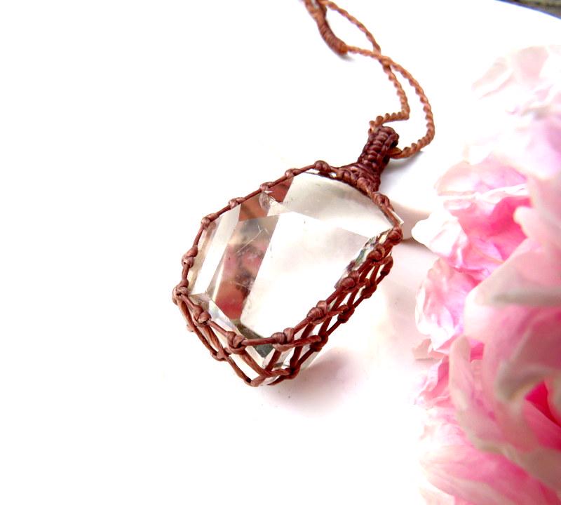 Crystal macrame necklace, christmas gift ideas for the crystal lover, boho beauty