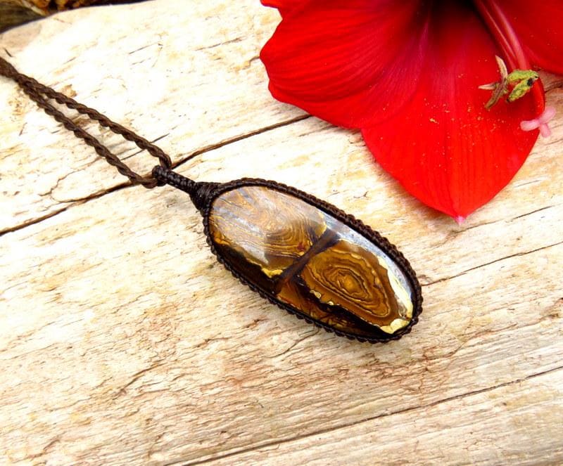 Rare Australian Boulder Opal macrame necklace, gemstone necklace, opal pendant, opal jewelry, rare opals, gift ideas for the rock collector,