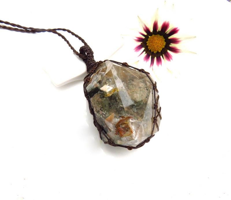 Shamanic Dream Quartz crystal necklace, gemstone necklace