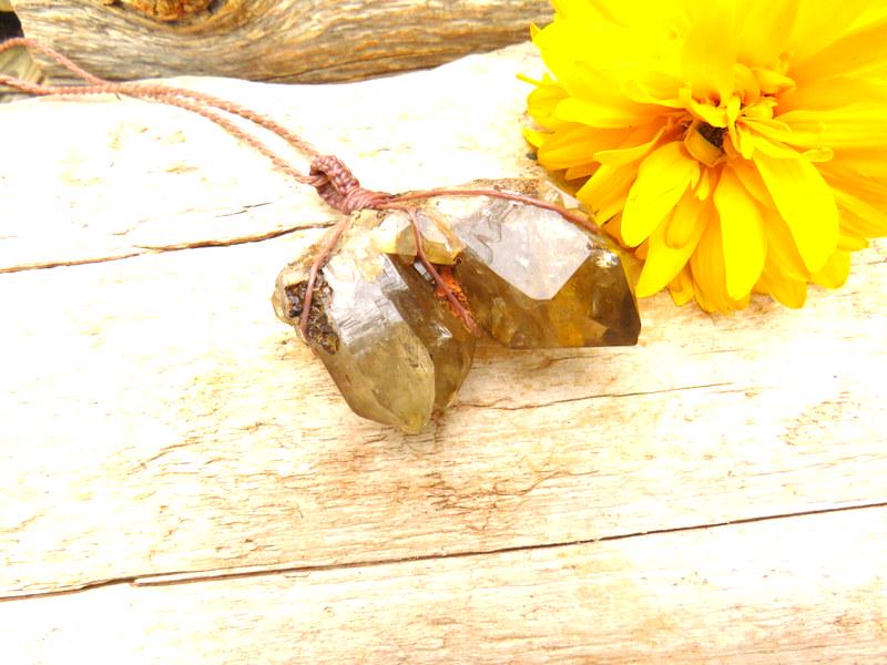 Kundalini Citrine necklace, natural citrine crystal, statement jewelry, crystal healing necklace, macrame jewelry, christmas gift ideas