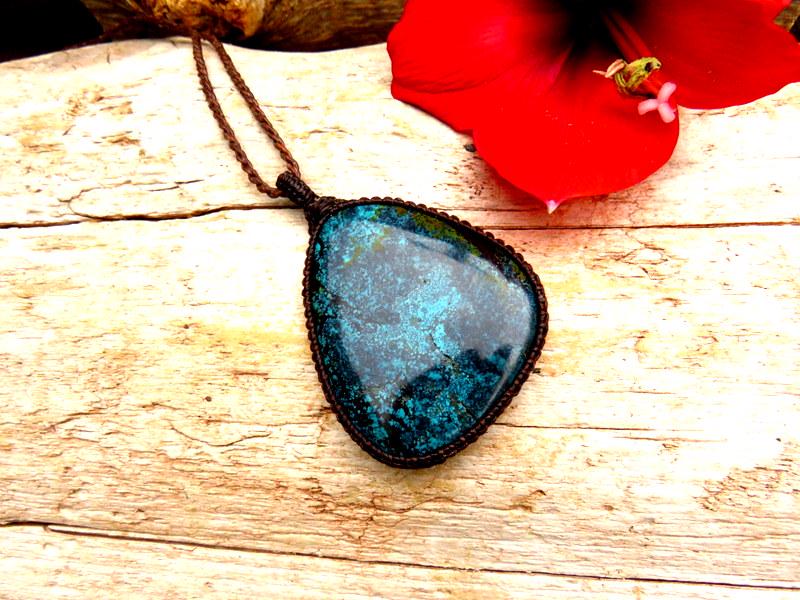 Cloud Mountain Turquoise macrame necklace, turquoise statement pendant, gift ideas for the boho beauty
