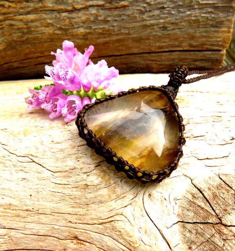 Christmas gift ideas, Dendritic Quartz macrame necklace, gift ideas for the crystal collector, zen seeker, rock collector