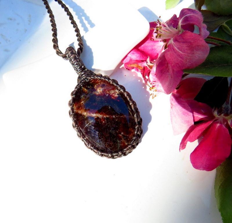 Garnet macrame necklace, January Birthstone, birthstone jewelry, christmas gift, january birthstone
