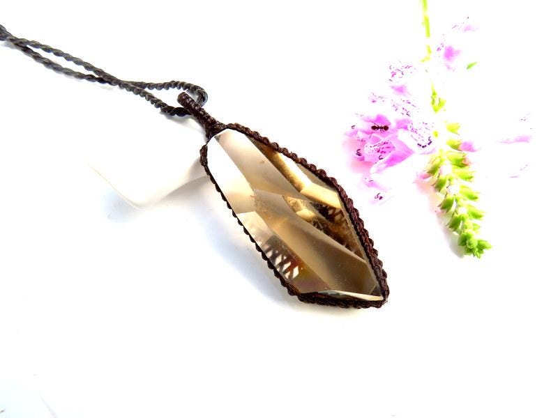 Faceted Smokey Quartz Necklace, Crystal necklace