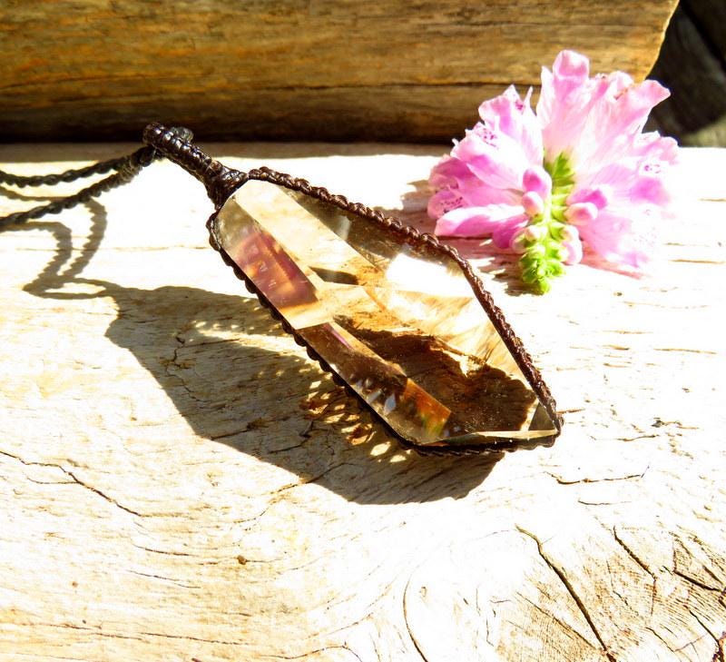 Faceted Smokey Quartz Necklace, Crystal necklace, Birthstone necklace, Healing crystal, macrame necklace, gift ideas for the boho beauty
