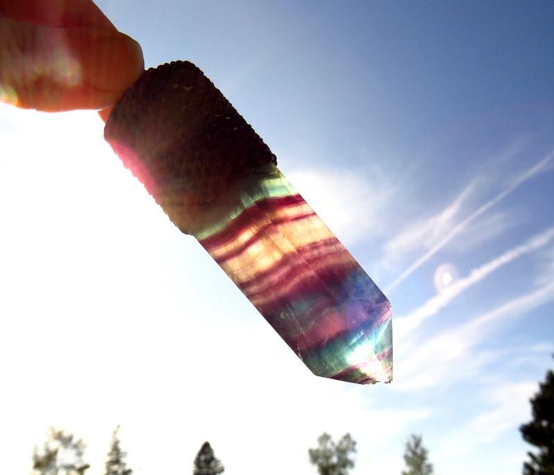 Rainbow Fluorite macrame necklace, Healing stone necklace