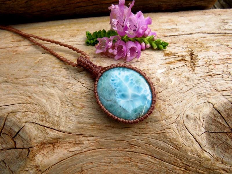 Larimar gemstone necklace, wife gift ideas