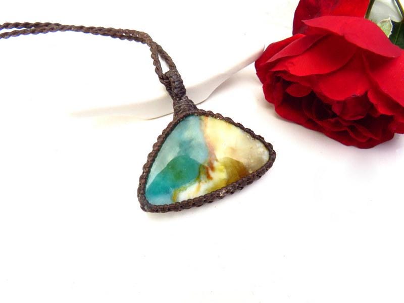 Christmas gift ideas, Opalized Petrified Wood macrame necklace, rare gemstones, rare gemstones, gift ideas for the rockhound