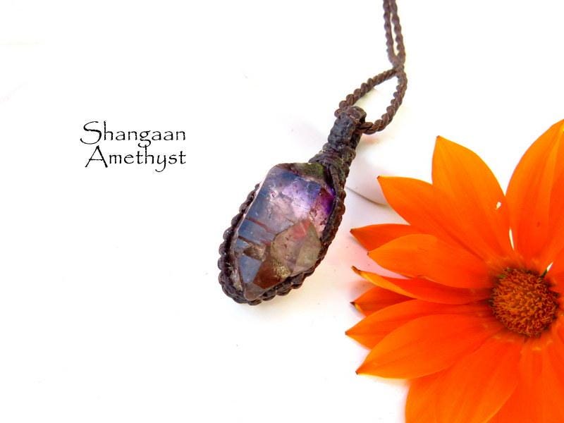 Shangaan Amethyst crystal necklace, rare gemstones, zimbabwe gemstone, rock collector