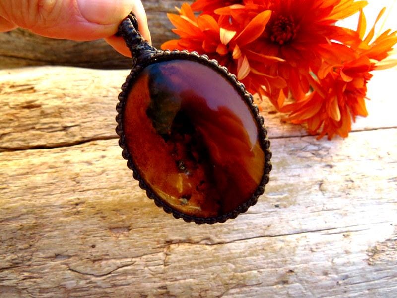 Indonesian Amber macrame necklace, Calming crystal, Balancing crystals, christmas gift ideas