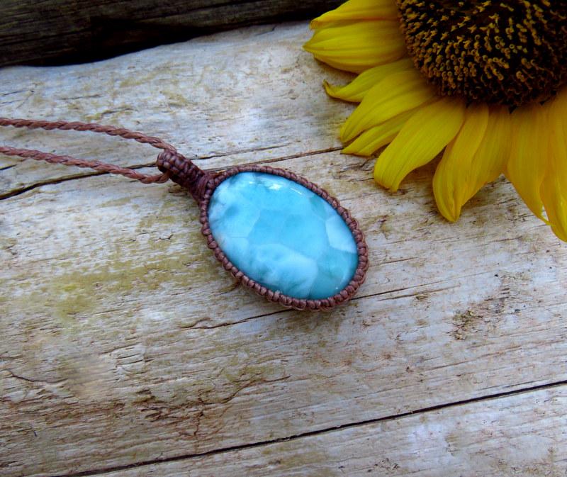 Larimar gemstone necklace, wife gift ideas, for the boho beauty, beach lover, ocean lover