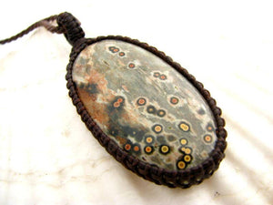 Rare Ocean Jasper Macrame Necklace, Macrame Jewelry