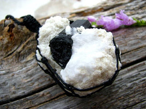 Black Tourmaline and Quartz crystal necklace | unique gift ideas
