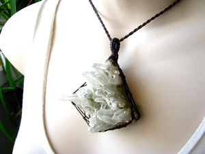 Quartz crystal cluster necklace, Healing crystals