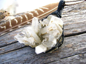 Quartz macrame crystal necklace