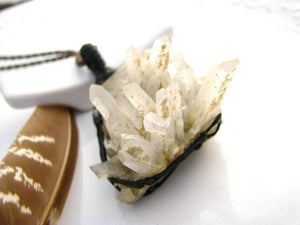 Quartz macrame crystal necklace