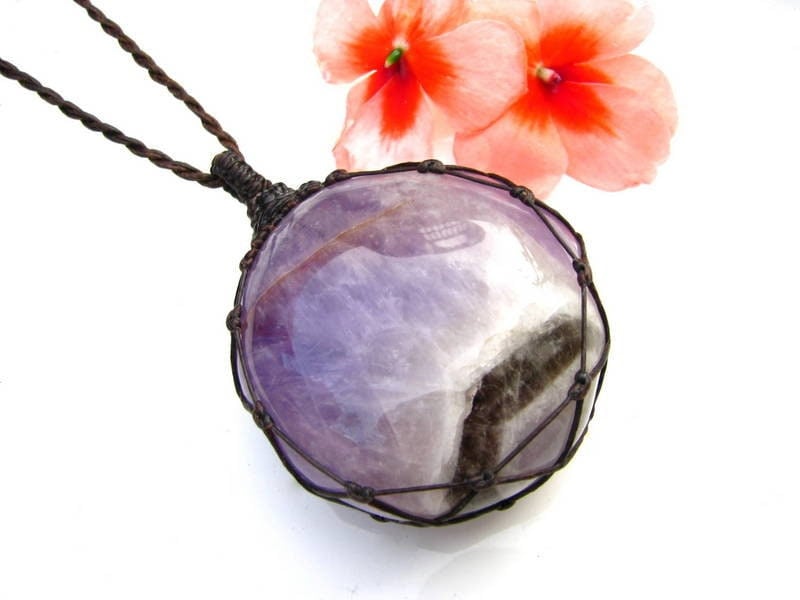 Amethyst Crystal Sphere Necklaces for Healing