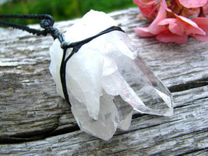 Chunky Arkansas Quartz crystal necklace, several large crystal points and several smaller ones