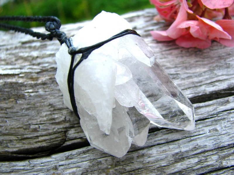 Chunky Arkansas Quartz crystal necklace, several large crystal points and several smaller ones