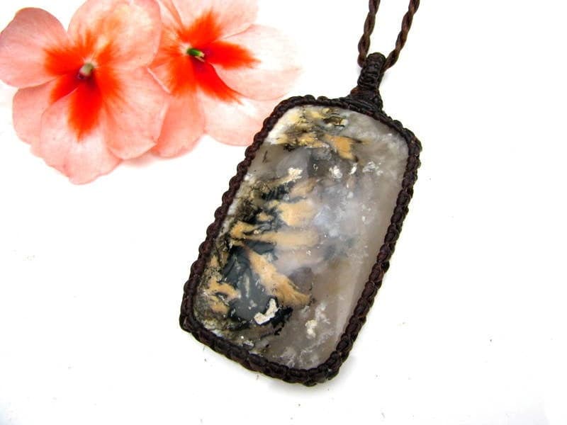 Rare Tiger Dendrite Agate Necklace / Agate Necklace / Healing crystals / Metaphysical jewelry / Designer cab